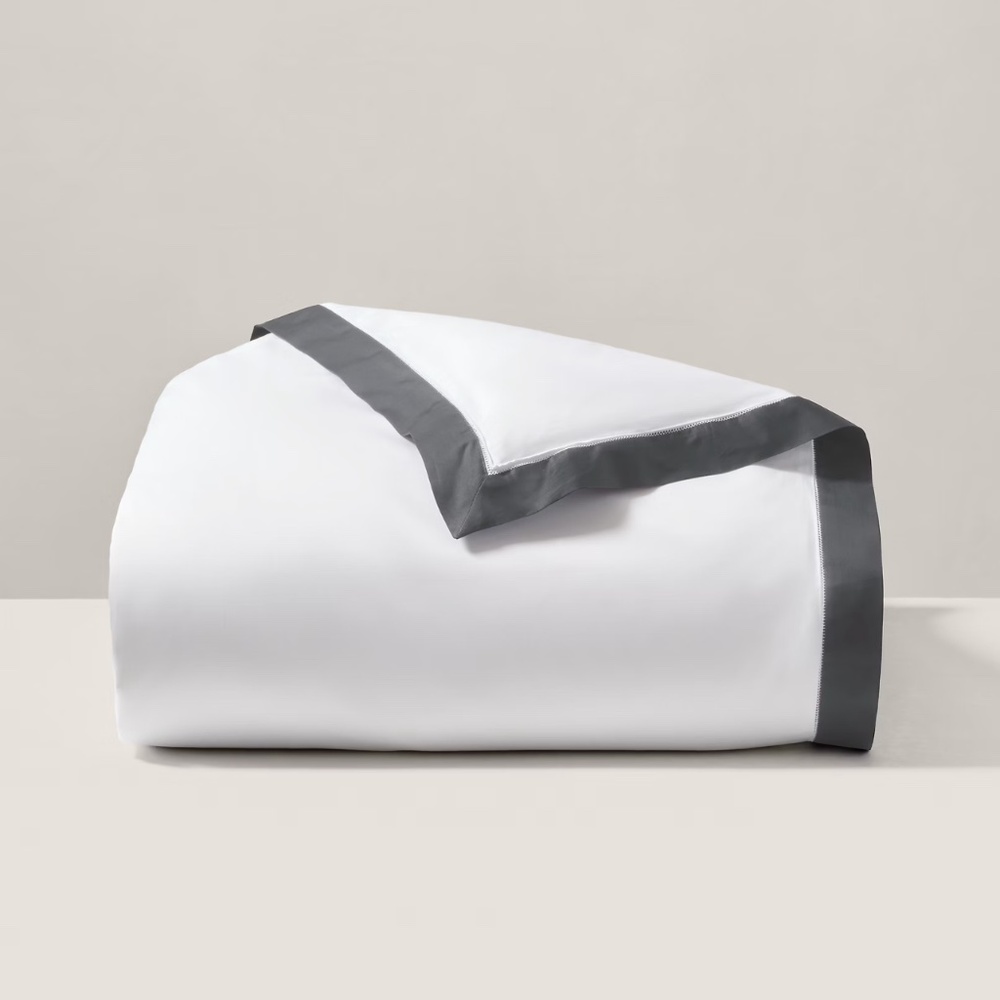 Ralph Lauren RL 624 Organic Cotton Sateen Border FULL/QUEEN Duvet Cover Graphite